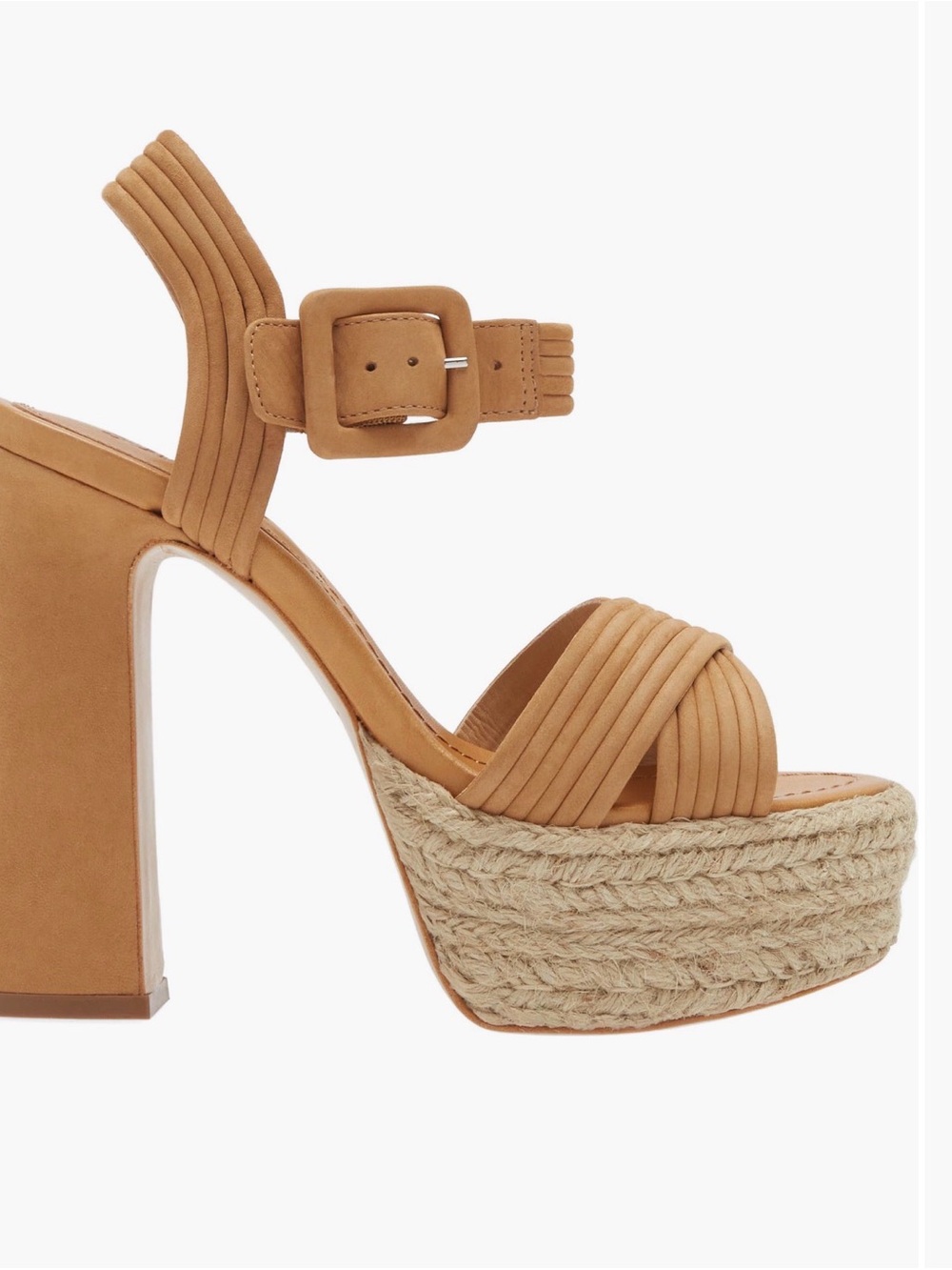 SCHUTZ Tan Suede Platform Espadrille Block Heel Sandal